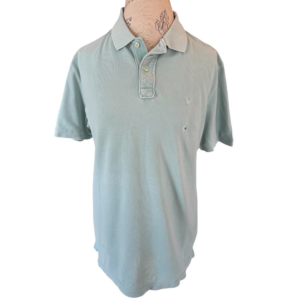 American Eagle Men’s Super Soft Polo Shirt Size Medium Seafoam NWT - Picture 1 of 8
